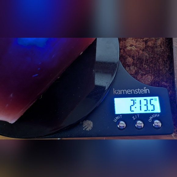 Black Cherry Candle With Gold Holder. Triangle Shape. Weight 2.13 Lb. - Picture 6 of 6